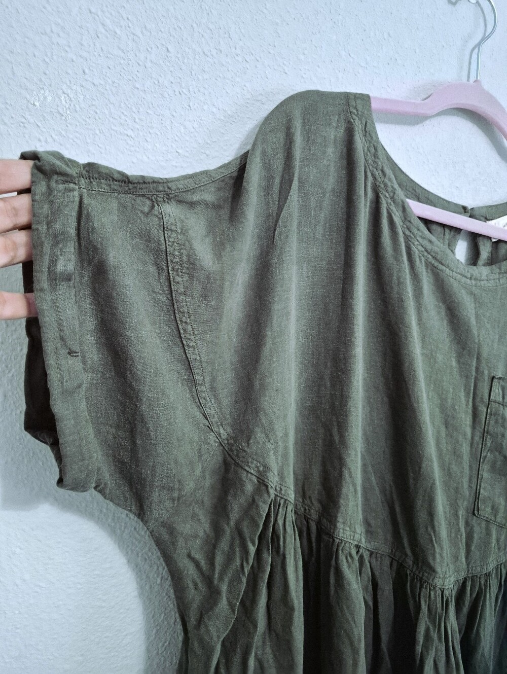 We The Free Moon City Oversized Slouchy Babydoll Top Dark Green M Boho Lagenlook - Picture 7 of 12